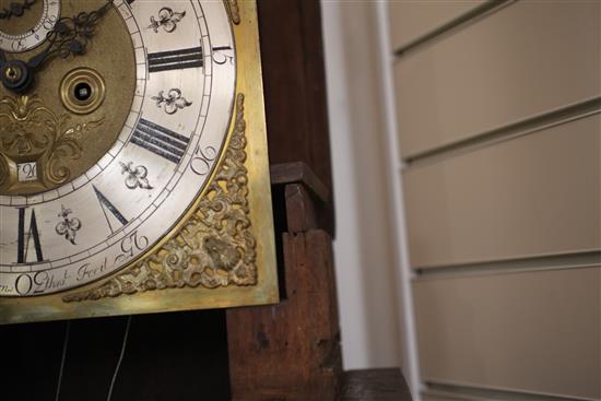 Peter Hathorn Thrut. A George III oak cased eight day longcase clock, 7ft 5in.